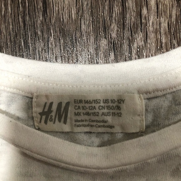 H&M Kids "GIRL CLUB" Graphic Crop Top - White, US 10-12Y - Picture 3 of 4